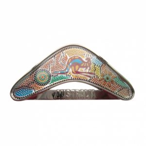 Aboriginal Art Boomerang Business Card Holder